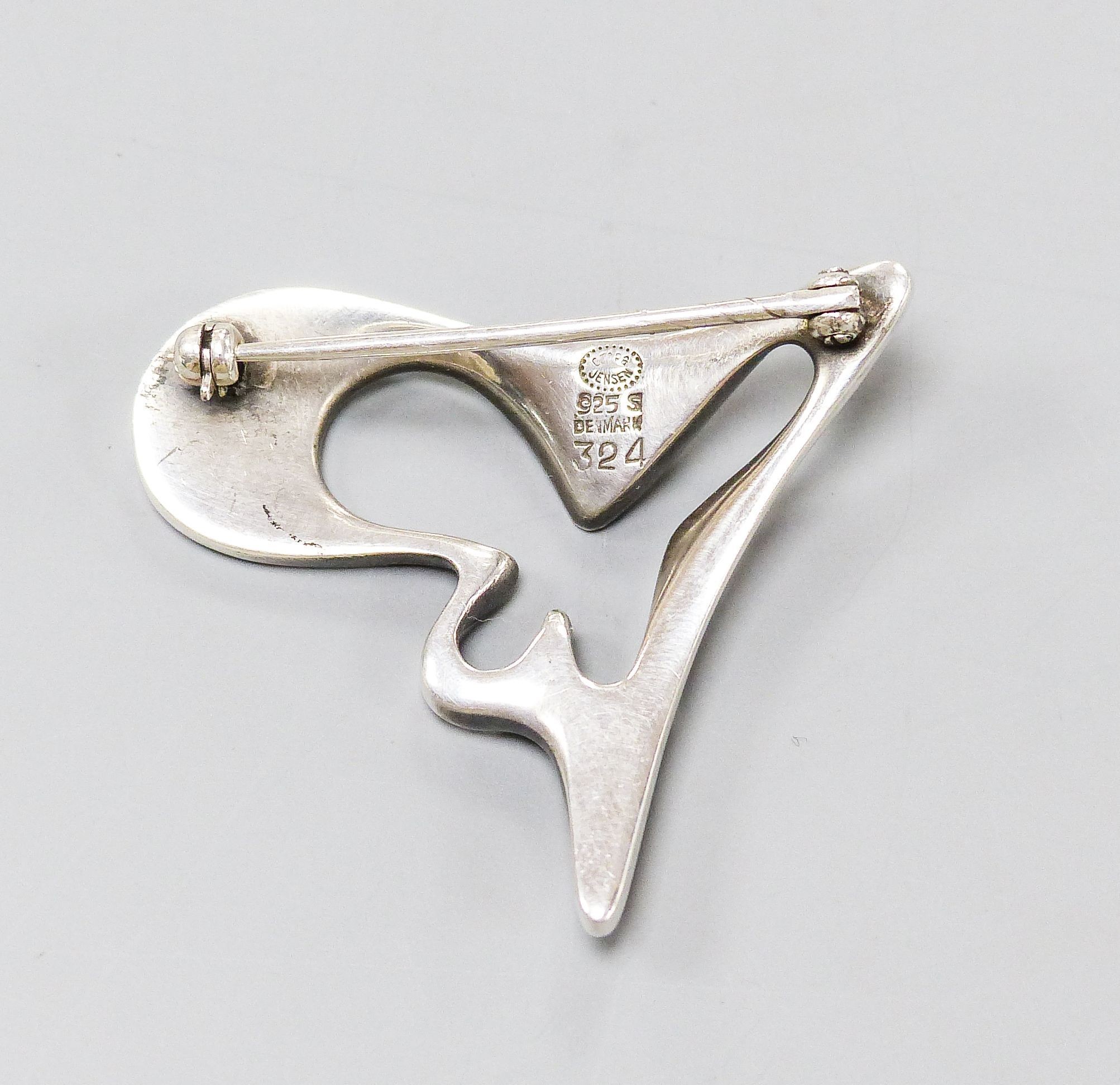 A Georg Jensen sterling amoeba brooch, no. 324, 40mm.